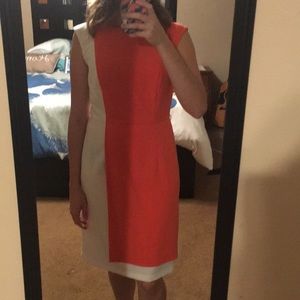 Dress Barn size 4 coral and cream sheath dress